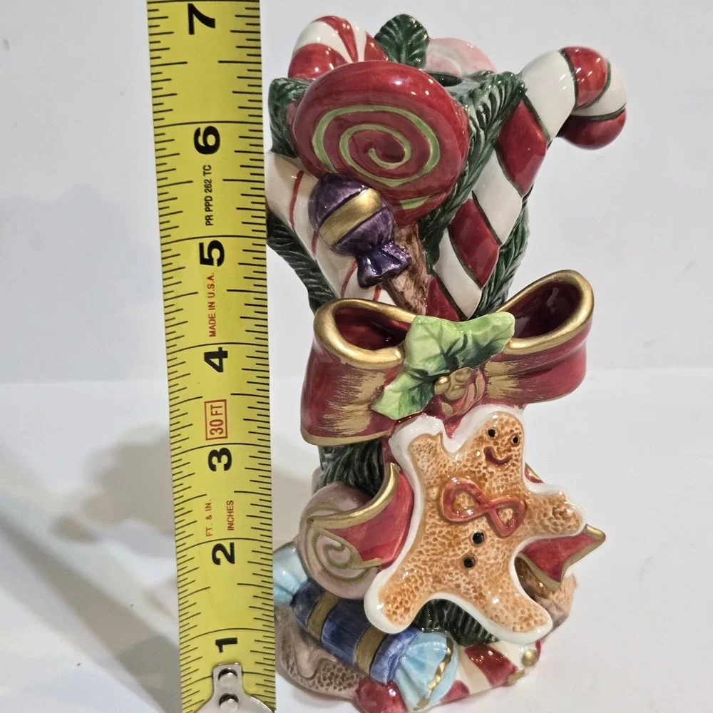 1996 Vintage Fitz & Floyd Candle Holder Sugar Plum Christmas Gingerbread Candy